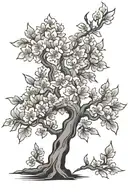 Flaming Cherry Blossom tree tattoo design idea