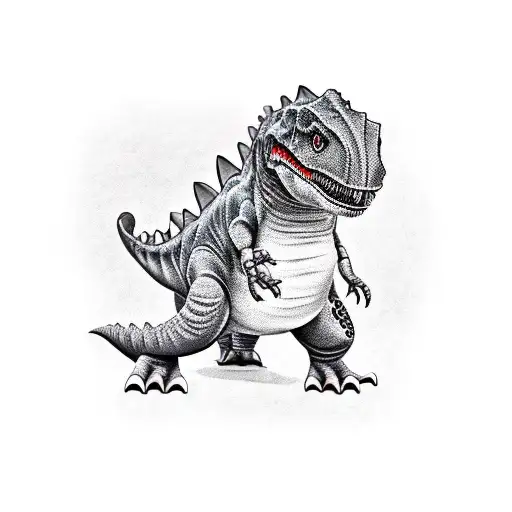 cute dinosaur, very detailed, masterpiece, cute tattoo tattoo design idea