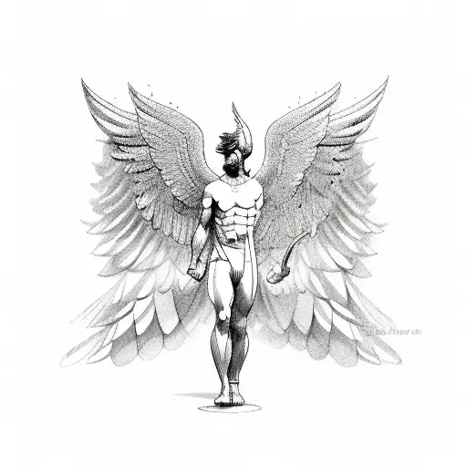 greek god with wings tattoo design idea