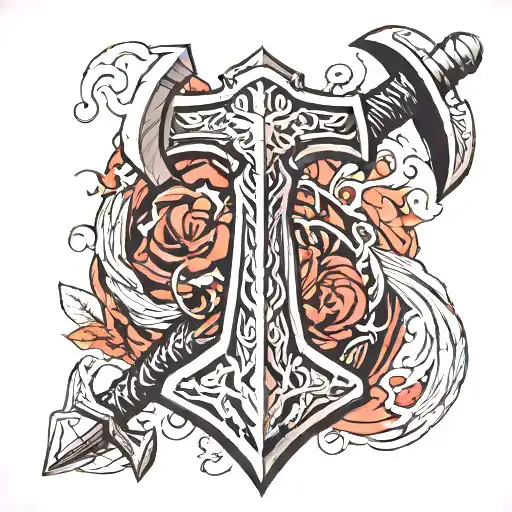 Thor hammer tattoo design idea