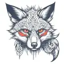 Angry fox with red eyes tattoo design idea