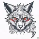 Angry fox with red eyes tattoo design idea