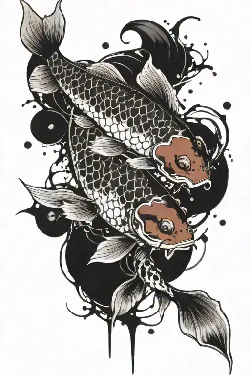 Koi Fish with bio mechanical sleeve tattoo design idea