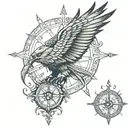 viking, odin's raven, nordic compass tattoo design idea