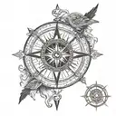 viking, odin's raven, nordic compass tattoo design idea