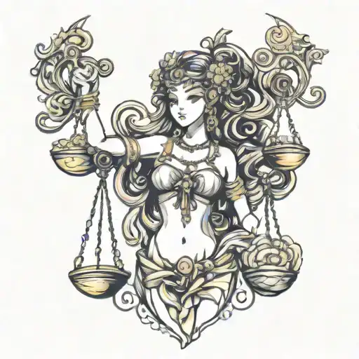 black libra goddess tattoo design idea