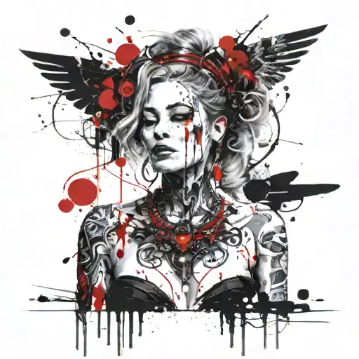 black libra goddess tattoo design idea