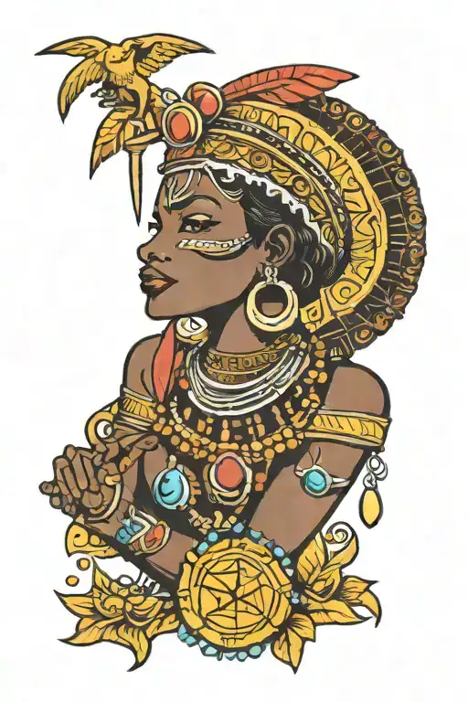 african libra goddess tattoo design idea
