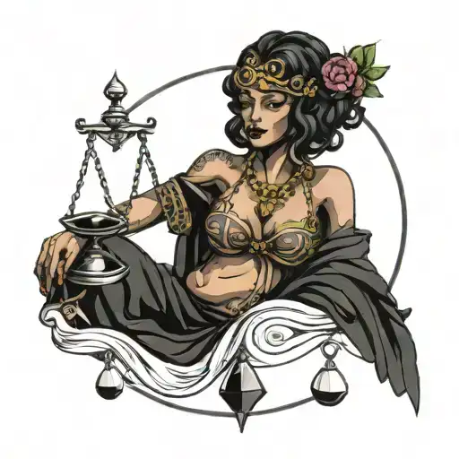 black libra goddess tattoo design idea