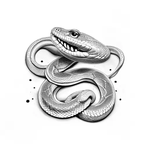 snake with grecian key scales tattoo design idea