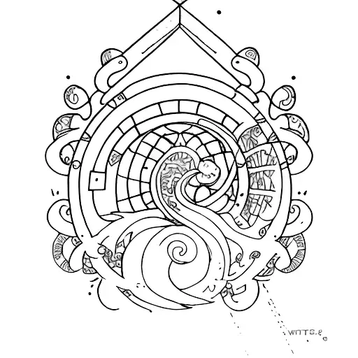 Whimsical sketch of a garden gate opening to a secret world tattoo design idea