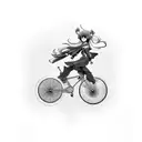 Anime character riding a bicycle tattoo design idea