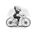 Anime character riding a bicycle tattoo design idea