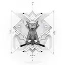 A geometric skateboard design incorporating elements of welding tattoo design idea