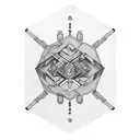 A geometric skateboard design incorporating elements of welding tattoo design idea