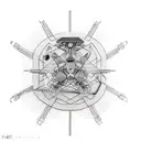 A geometric skateboard design incorporating elements of welding tattoo design idea
