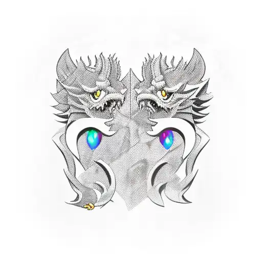 double dragons nintendo game tattoo design idea