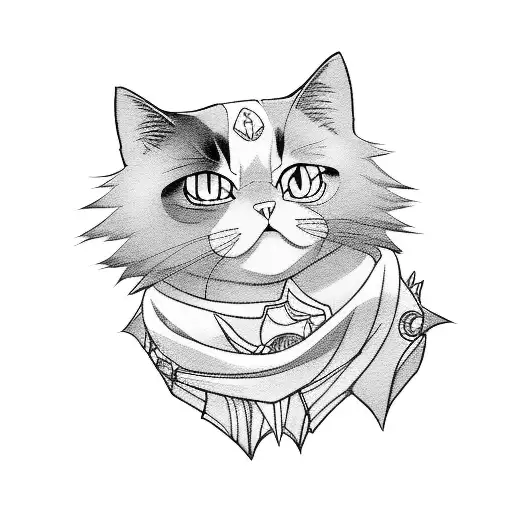 Anime character with a black cat companion tattoo design idea