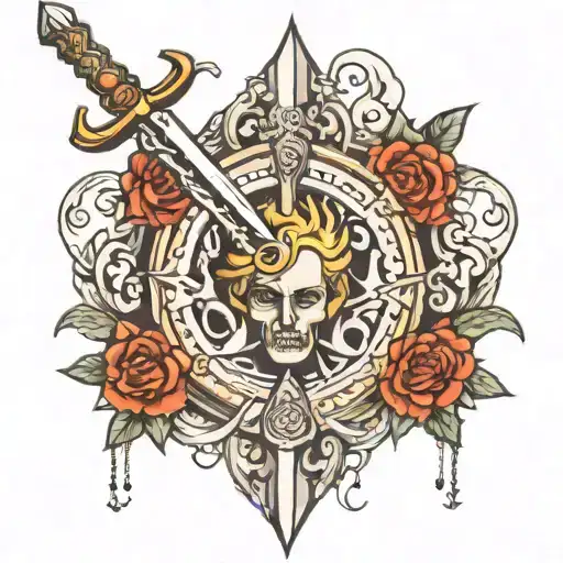 sword Piercing through mind body soul tattoo design idea