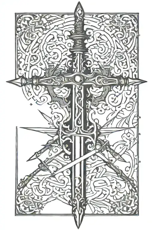 sword Piercing through mind body soul tattoo design idea