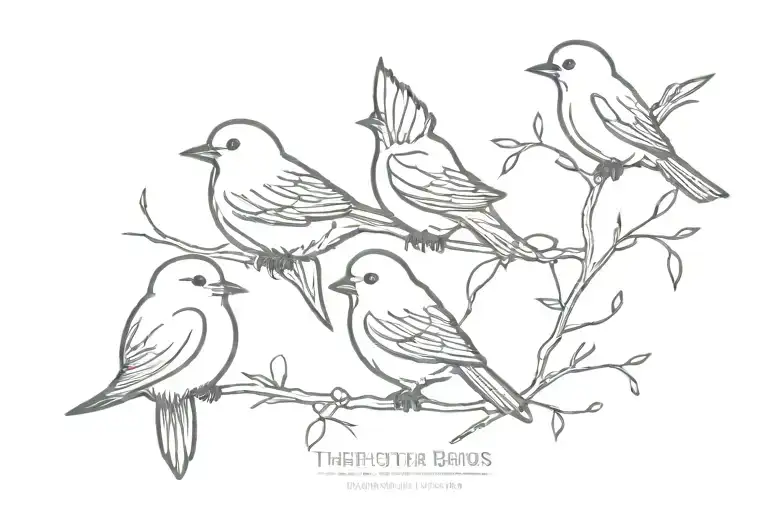 three little birds words tattoo design idea
