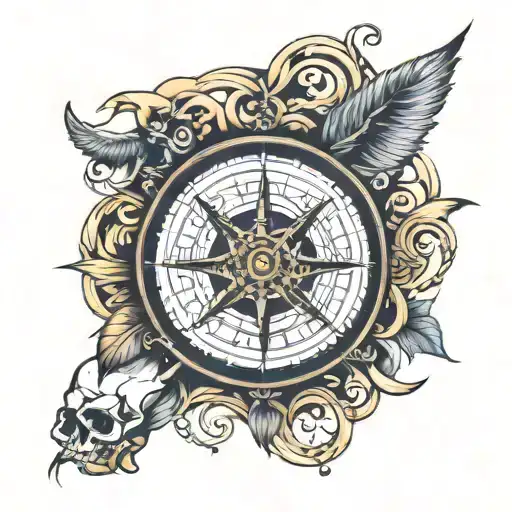 Compass, skull tattoo design idea