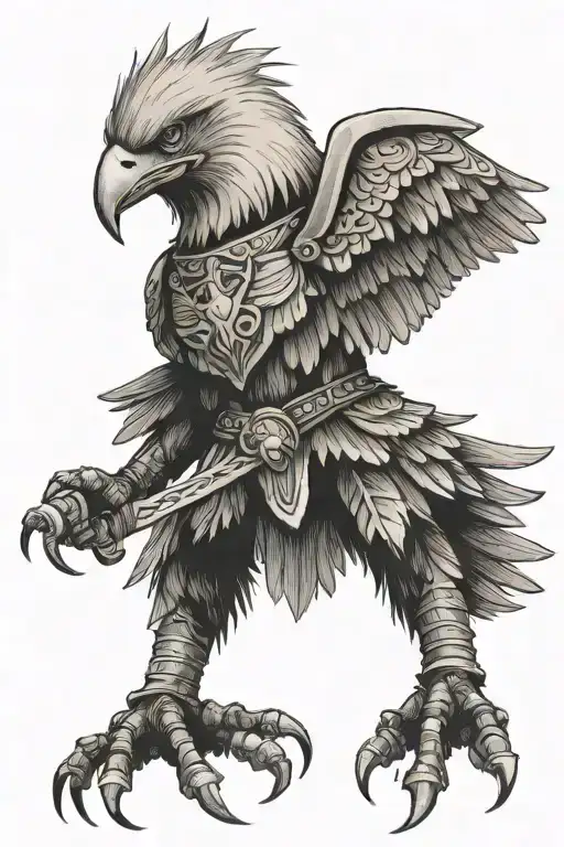 eagle with sparta warrior tattoo design idea