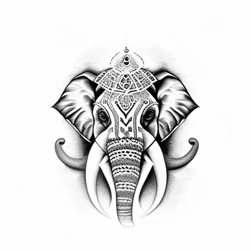 Amazing Elephant Head Tattoo Design