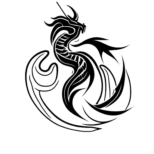 An abstract of dragon and a bunch of Capricorn related back tattoo tattoo design idea