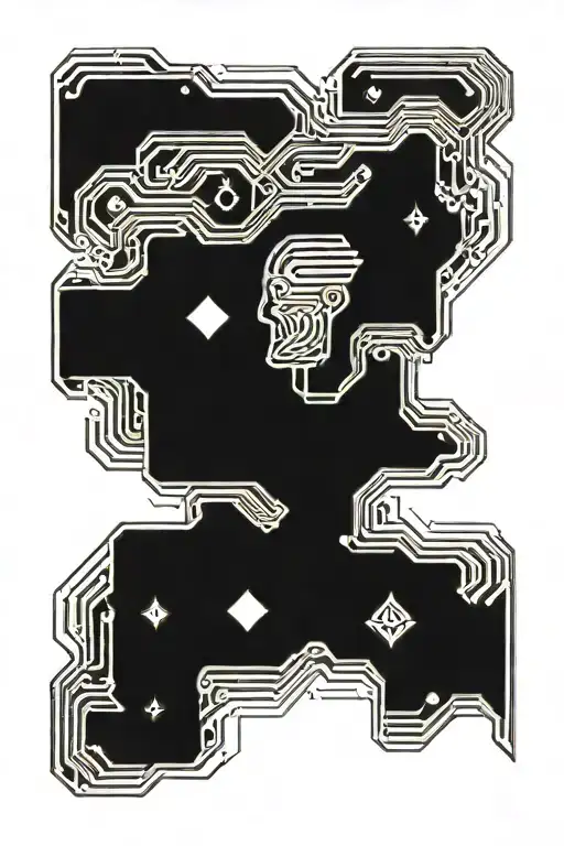 hieroglyphs and lines tattoo design idea