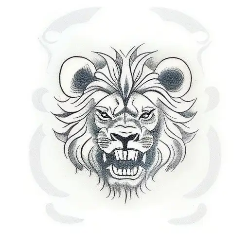 lion skull evil tattoo design idea
