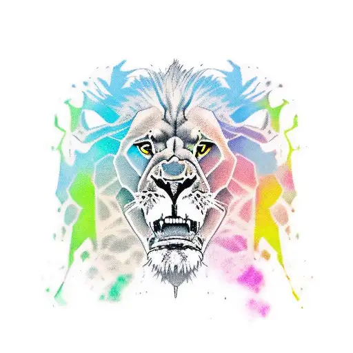 lion skull evil tattoo design idea