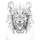 lion skull evil tattoo design idea