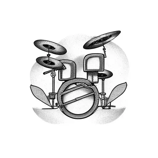 Metal music inspired drum set tattoo design idea