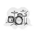 Intricate blackwork design of a drum set with metal music elements tattoo design idea