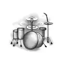 Metal music inspired drum set tattoo design idea