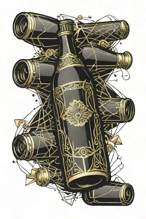 champagne bottle tattoo design idea