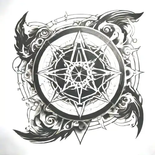 angle with alchemy transmutation circle tattoo design idea