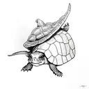 A turtle wearing a witch hat and casting a spell tattoo design idea