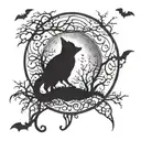 Punk , gothic ,  night time, trees, moon, bats tattoo design idea