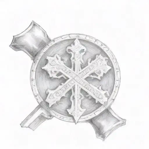 cross with bible quote Philippians 4:13 tattoo design idea