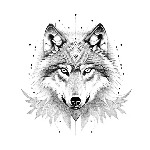 wolf with eagle tattoo design idea