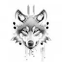 wolf with eagle tattoo design idea