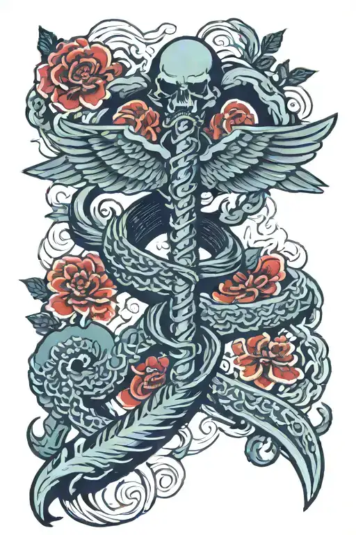 caduceus symbol tattoo design idea