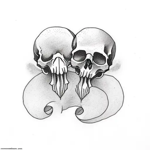 couple tattoo, love, small, easy, skulls, cartoon. tattoo design idea