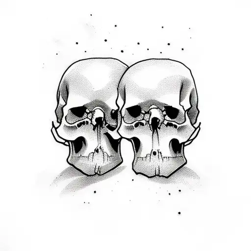 couple tattoo, love, small, easy, skulls, cartoon. tattoo design idea