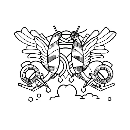 Aviation themed couples tattoo small  tattoo design idea