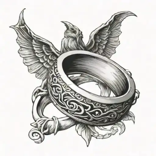 ring from tolkien's lord of the rings trilogy tattoo design idea