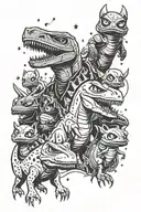 stars, mandalorian, adventure time, t-Rex, bender futurama, punks not dead tattoo design idea