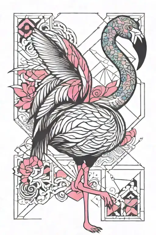 simple flamingo filled with pink color tattoo design idea
